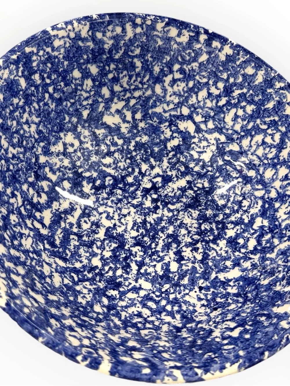 Vintage ISG Italy Blue Spongeware Pasta Bowl & Dinner Plate Set 10.5” Stoneware